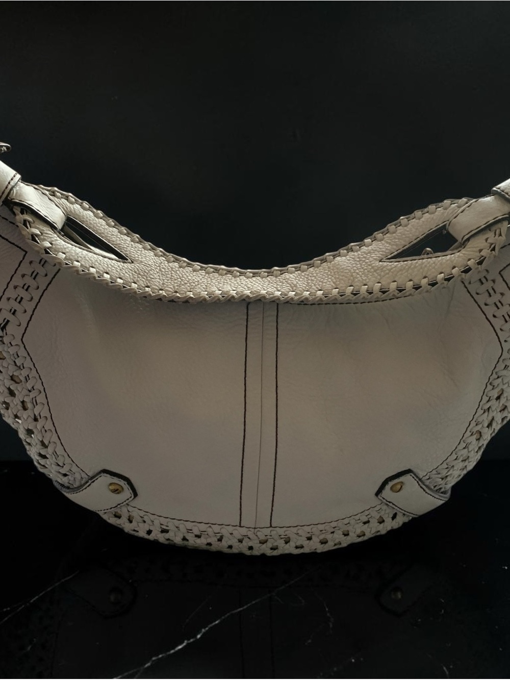 Cole Haan White Woven Leather Hobo Shoulder Bag